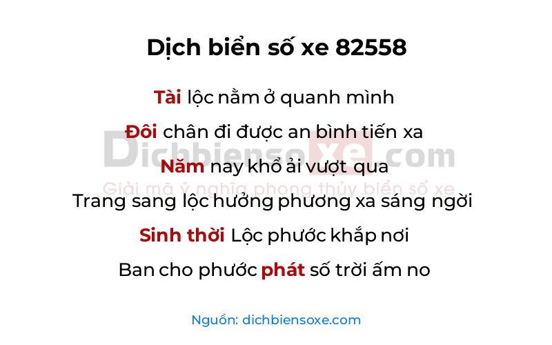 Dịch thơ biển số 82558