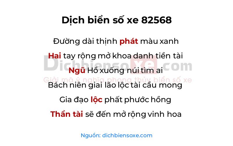 Dịch thơ biển số 82568