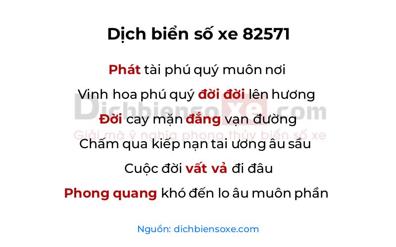 Dịch thơ biển số 82571