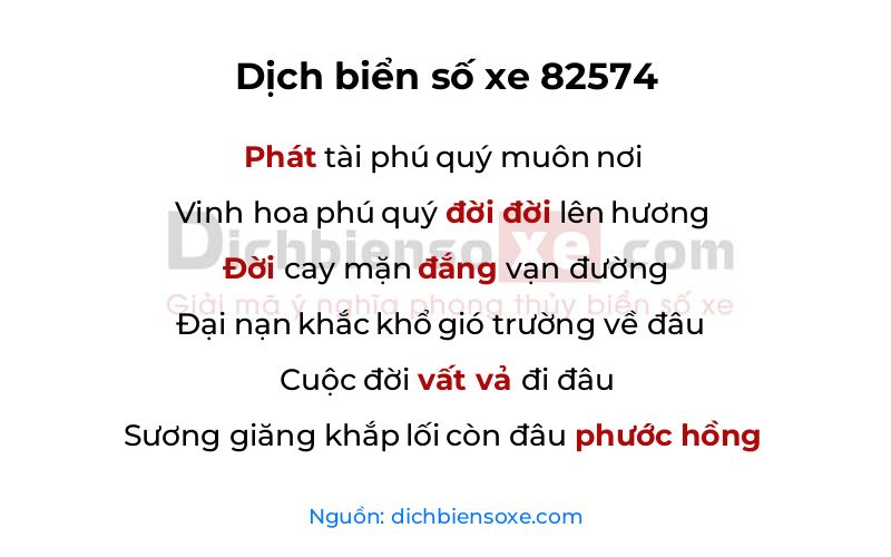 Dịch thơ biển số 82574