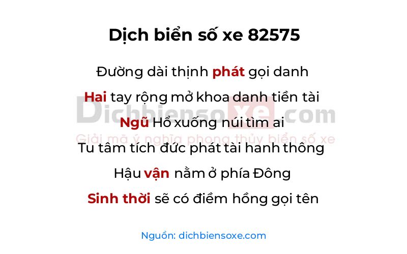Dịch thơ biển số 82575