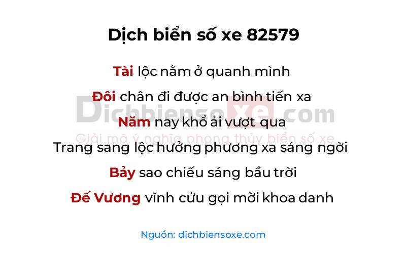Dịch thơ biển số 82579
