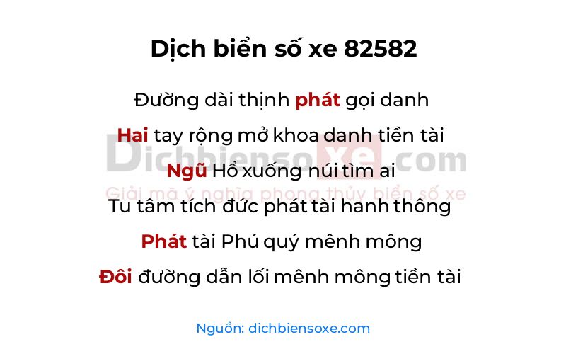 Dịch thơ biển số 82582