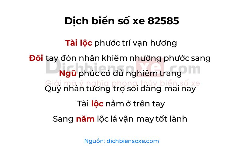 Dịch thơ biển số 82585