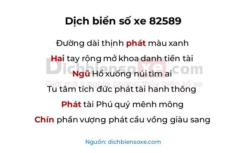 Dịch thơ biển số 82589