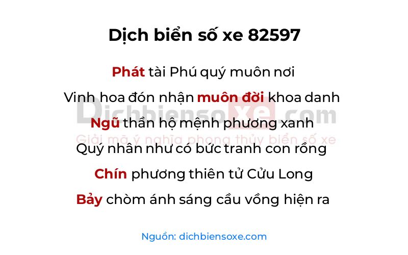 Dịch thơ biển số 82597