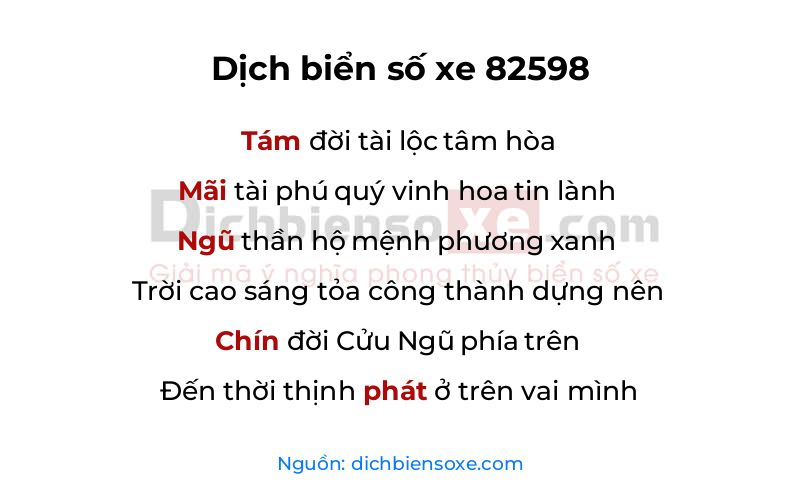 Dịch thơ biển số 82598