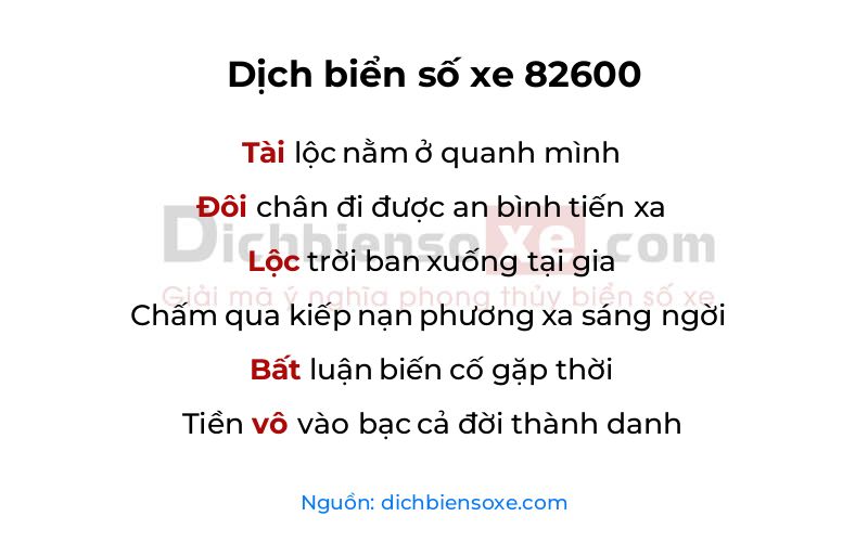 Dịch thơ biển số 82600