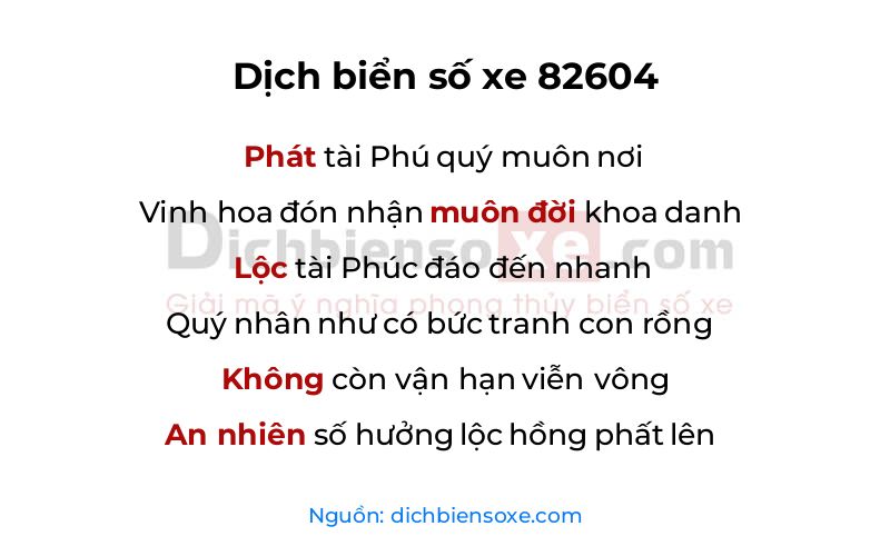 Dịch thơ biển số 82604