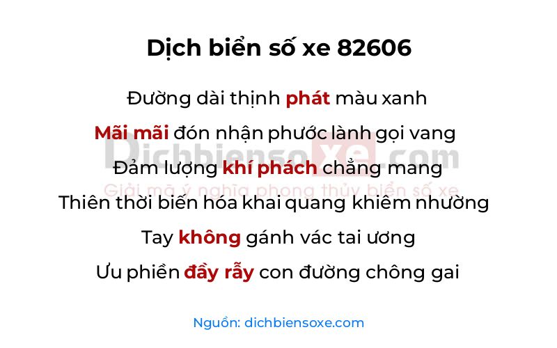 Dịch thơ biển số 82606