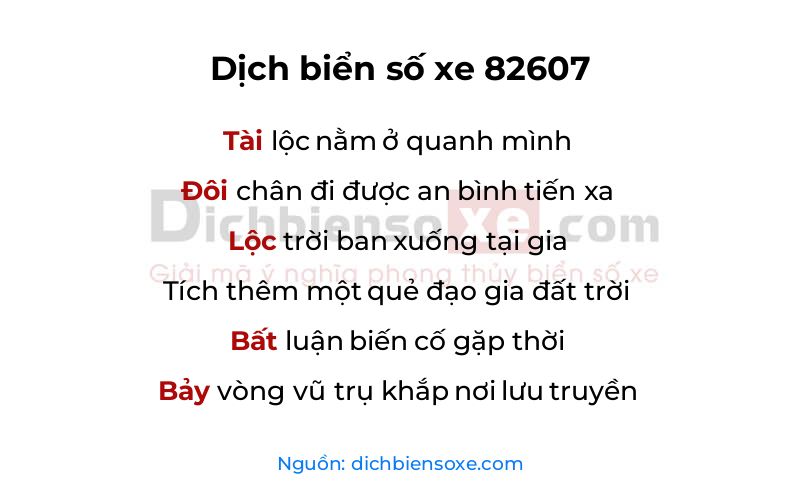 Dịch thơ biển số 82607