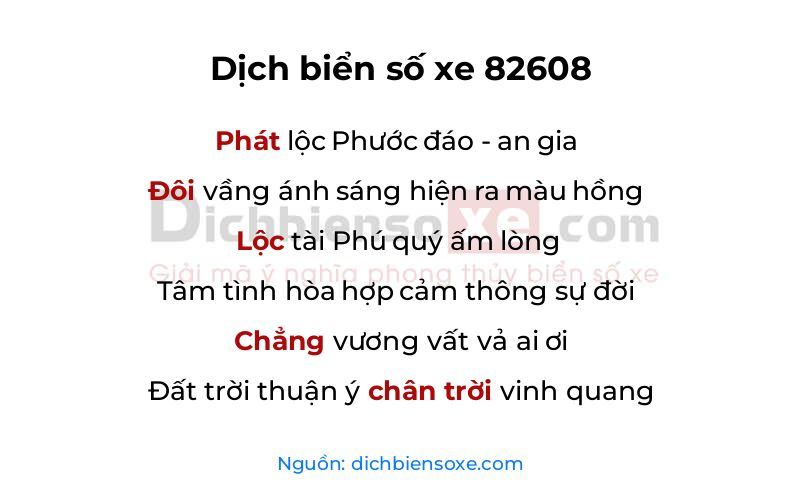 Dịch thơ biển số 82608