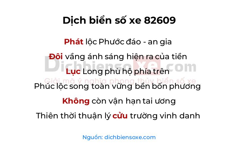 Dịch thơ biển số 82609