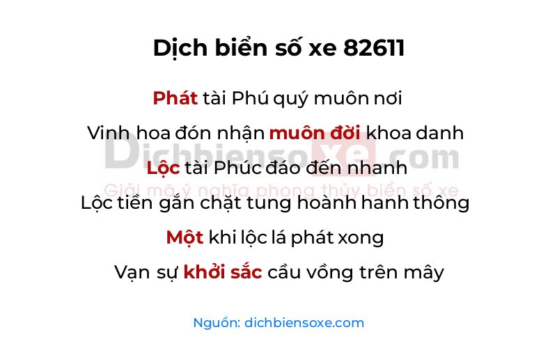 Dịch thơ biển số 82611