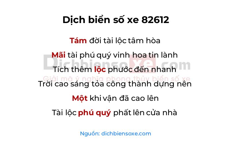 Dịch thơ biển số 82612