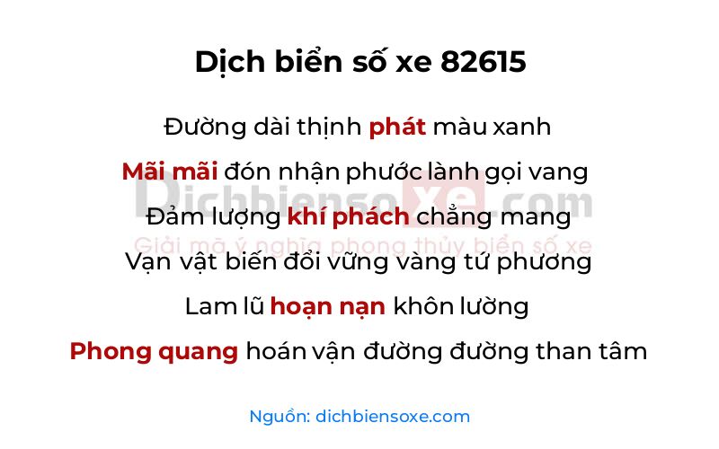 Dịch thơ biển số 82615