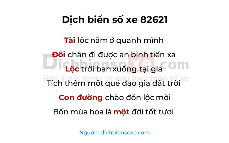 Dịch thơ biển số 82621