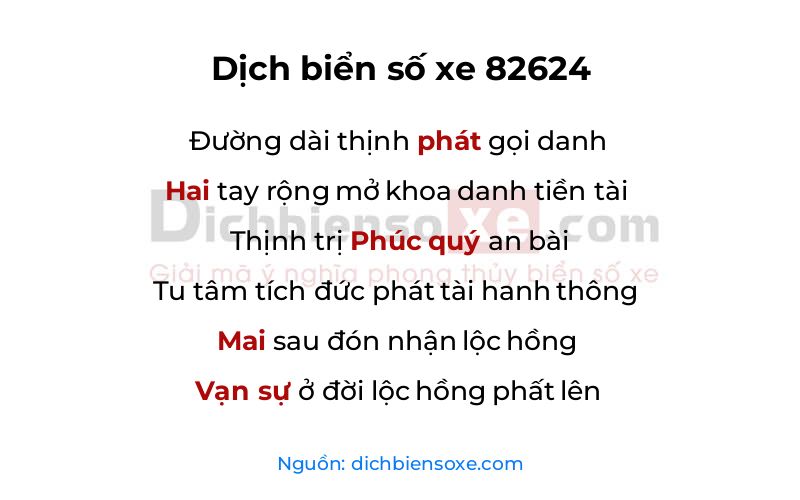 Dịch thơ biển số 82624