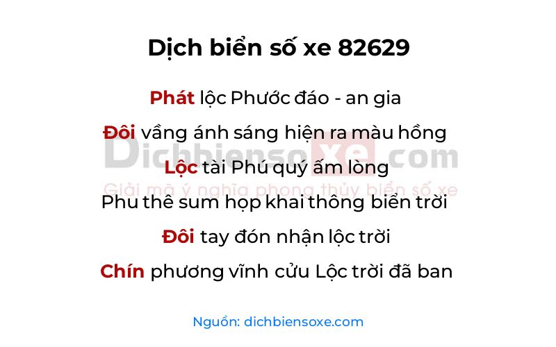 Dịch thơ biển số 82629