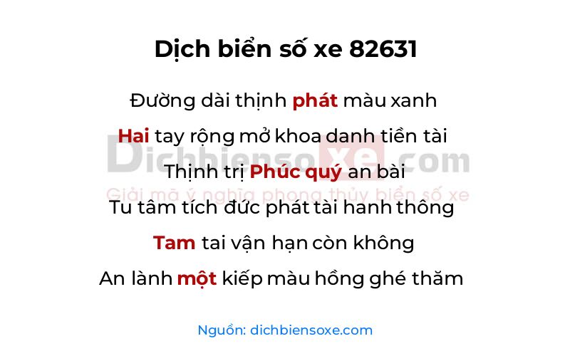 Dịch thơ biển số 82631