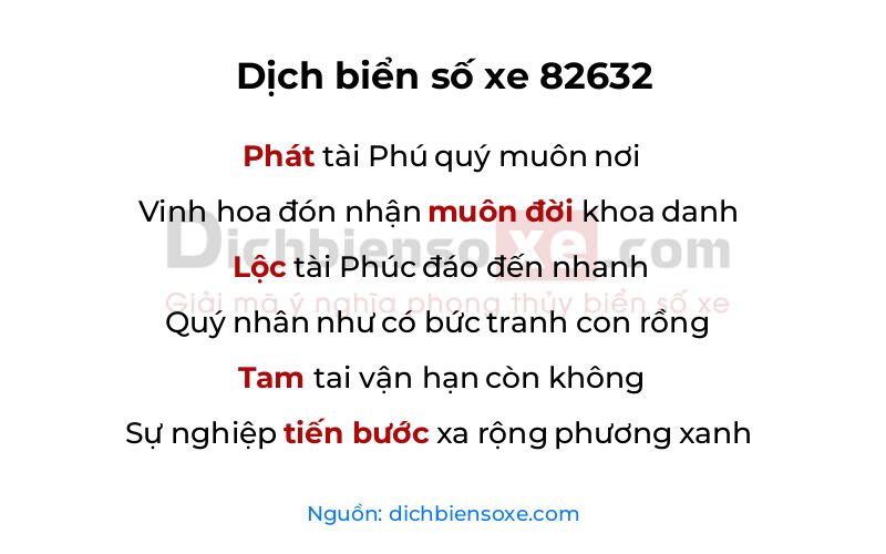 Dịch thơ biển số 82632