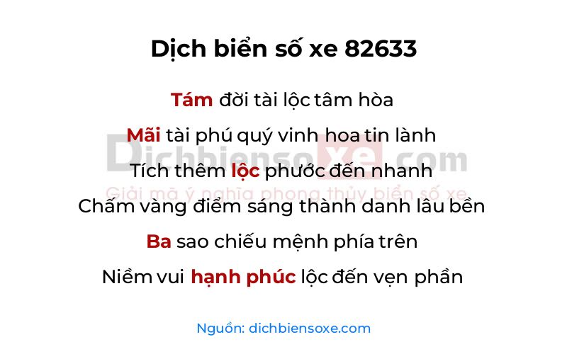 Dịch thơ biển số 82633