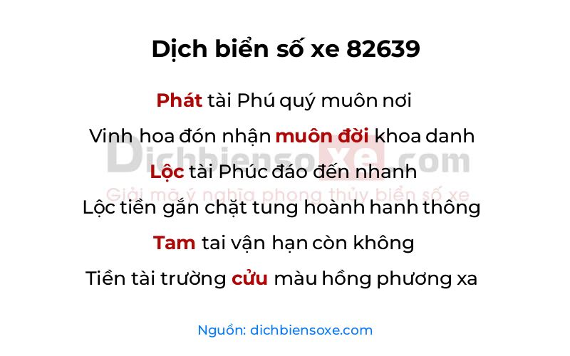 Dịch thơ biển số 82639