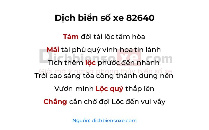 Dịch thơ biển số 82640