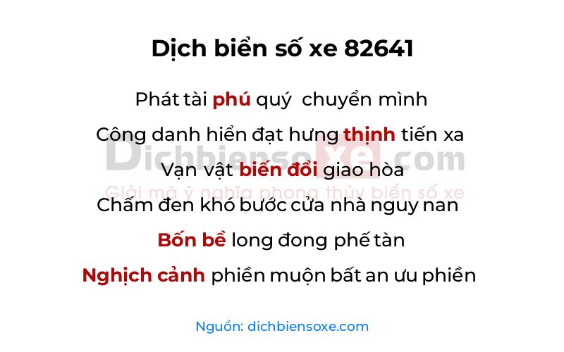 Dịch thơ biển số 82641