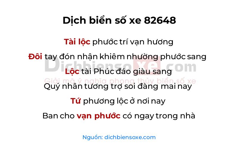 Dịch thơ biển số 82648