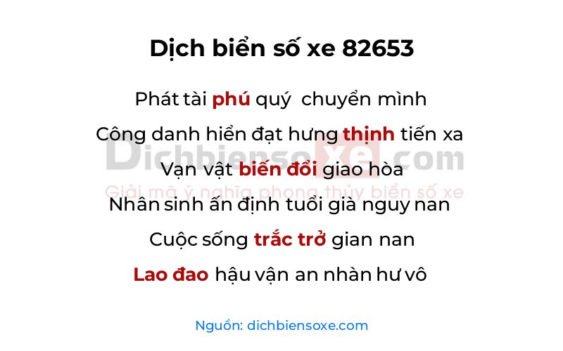 Dịch thơ biển số 82653