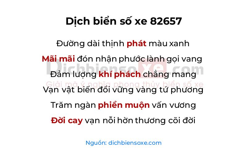 Dịch thơ biển số 82657