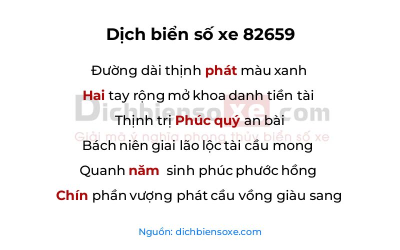 Dịch thơ biển số 82659