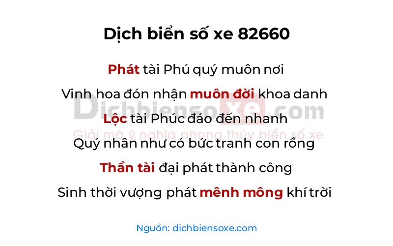 Dịch thơ biển số 82660