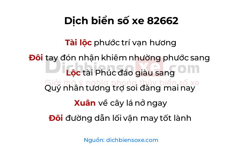 Dịch thơ biển số 82662