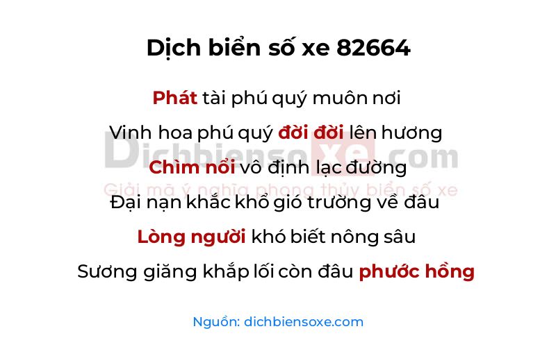 Dịch thơ biển số 82664