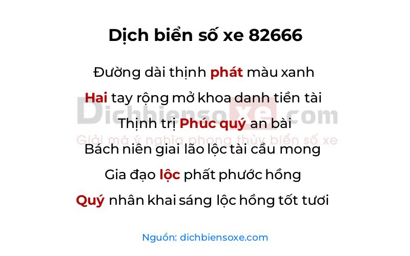 Dịch thơ biển số 82666