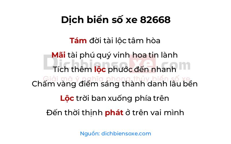 Dịch thơ biển số 82668