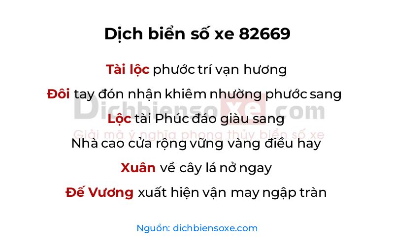 Dịch thơ biển số 82669