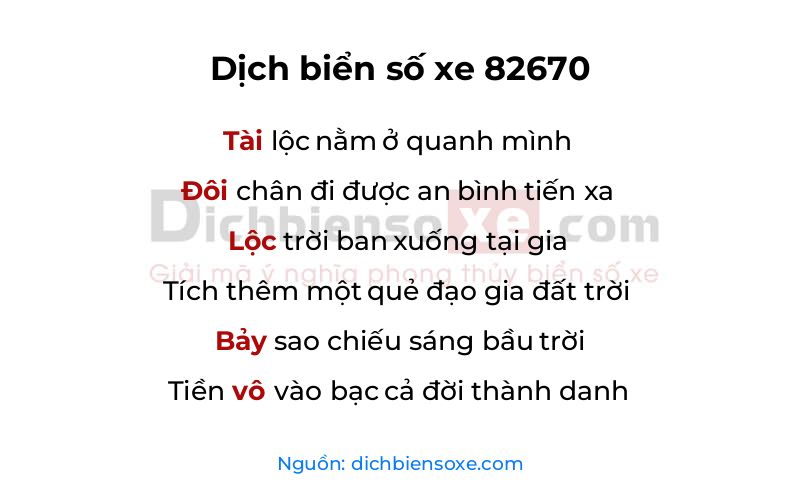 Dịch thơ biển số 82670