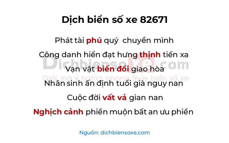 Dịch thơ biển số 82671