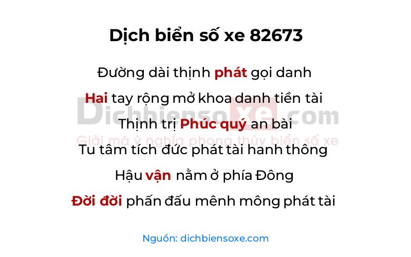 Dịch thơ biển số 82673