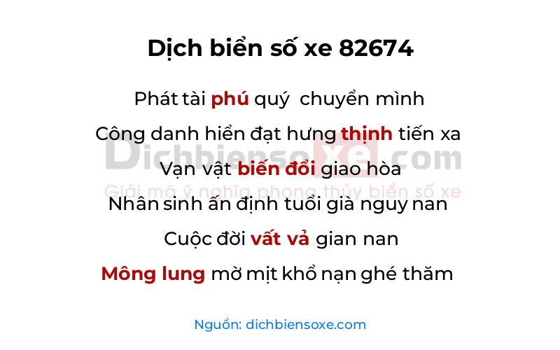 Dịch thơ biển số 82674
