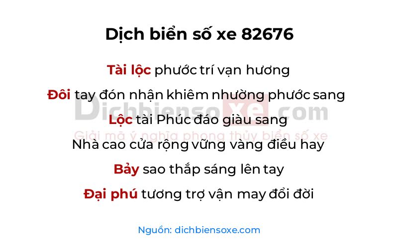 Dịch thơ biển số 82676