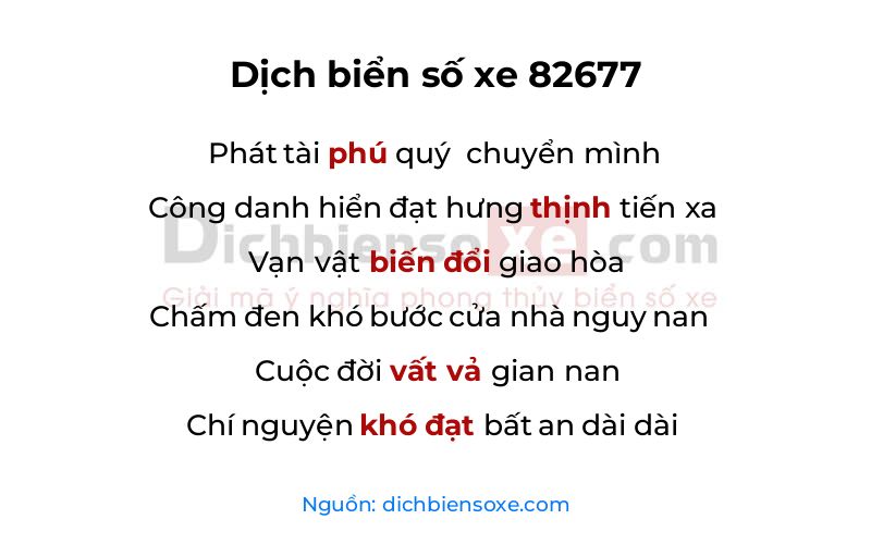 Dịch thơ biển số 82677