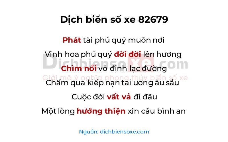 Dịch thơ biển số 82679