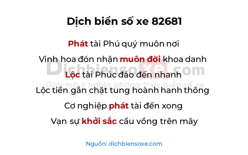 Dịch thơ biển số 82681