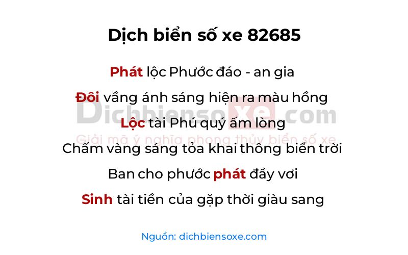Dịch thơ biển số 82685