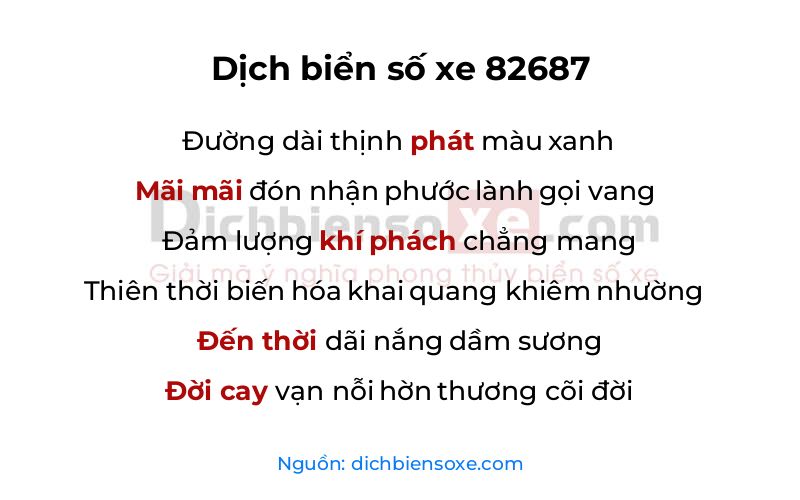 Dịch thơ biển số 82687