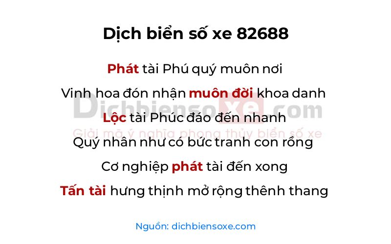 Dịch thơ biển số 82688